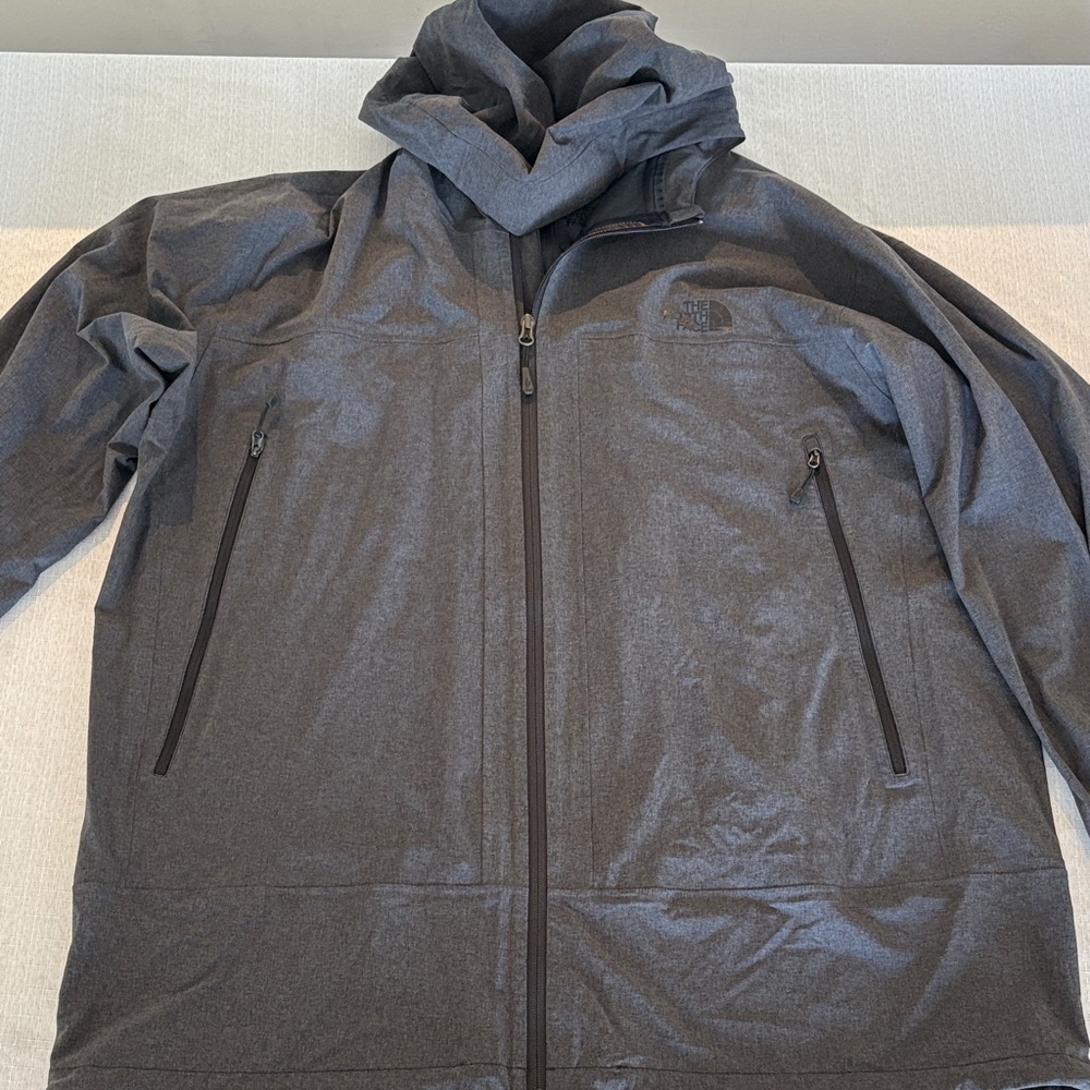 The North Face Men's Dark Gray Hooded Softshell Jacket. Rain Jacket Waterproof